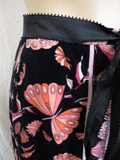 Emilio Pucci Pink & Blk Velvet Butterfly Tie Skirt Coverup