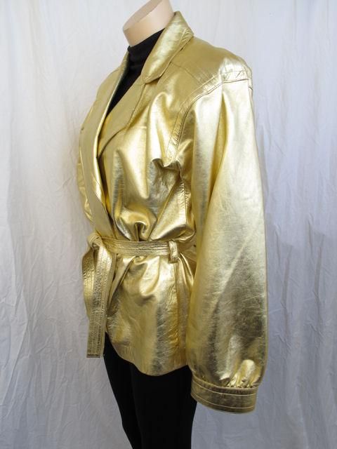 Yves Saint Laurent Gold Leather Belted Wrap Jacket For Sale at 1stDibs