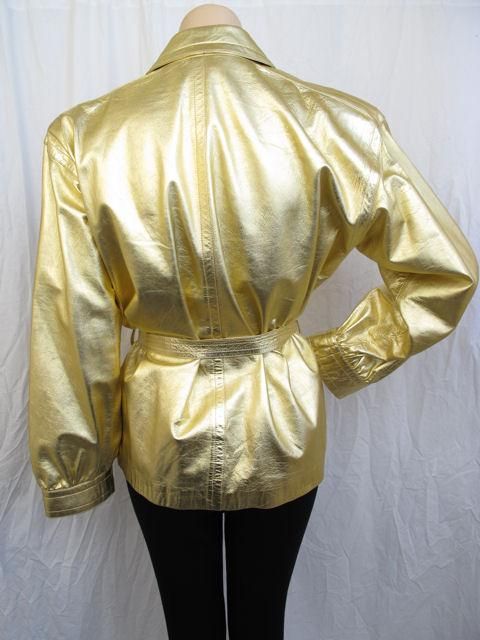 Yves Saint Laurent Gold Leather Belted Wrap Jacket For Sale 2