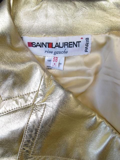 Yves Saint Laurent Gold Leather Belted Wrap Jacket For Sale 3