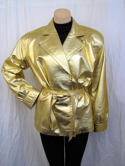 Yves Saint Laurent Gold Leather Belted Wrap Jacket For Sale 4