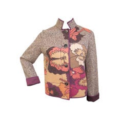 Retro Missoni Purple Floral Knit Sweater Jacket