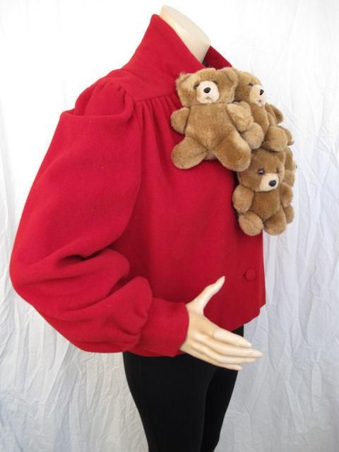 Women's Moschino Couture Runway Teddy Bear Red Jacket