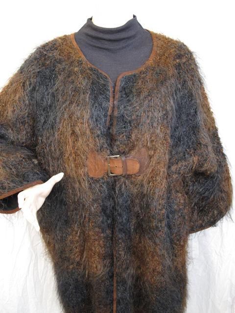 Women's Bonnie Cashin Rust & Blk Mohair Suede Trim & Buckle Coat