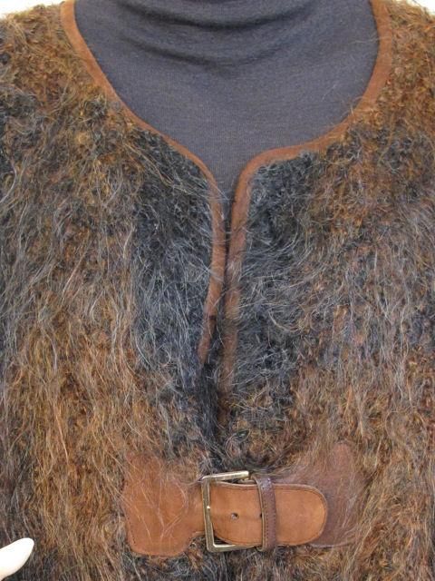 Bonnie Cashin Rust & Blk Mohair Suede Trim & Buckle Coat 1