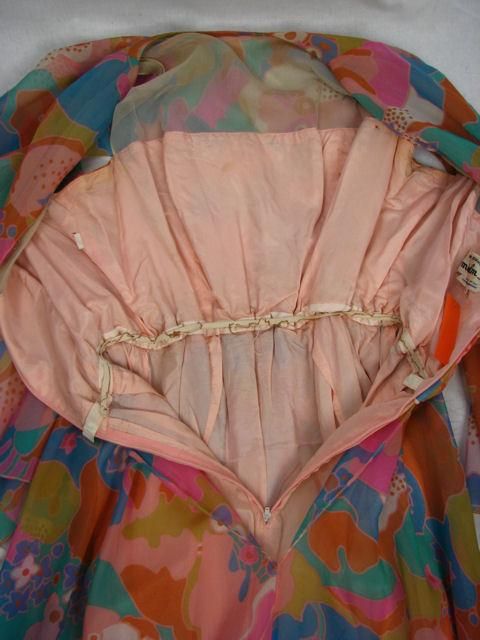 Malcolm Starr Floral Bat-Wing Cape Detail Dress For Sale 5