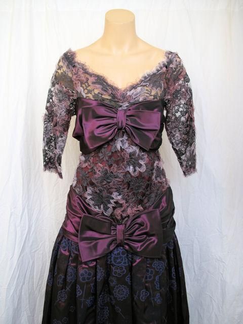 Zandra Rhodes Purple Hand Painted Silk Screen Dress