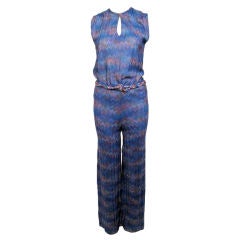 Missoni 2pc Blue/Red Knit Belted Pantset