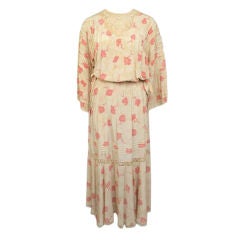 Chloe 2pc Peach & tan Floral Bohemian Style Skirtset