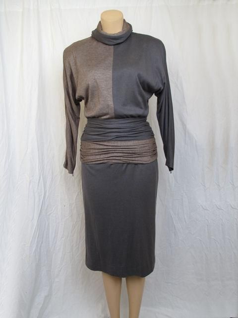 Jean-louis Scherrer 2-Tone Gathered Waist Dress