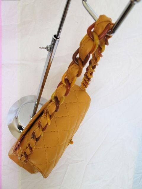 Women's Rare Chanel Mustard Yellow Quilted Leather Resin Hardware Bag