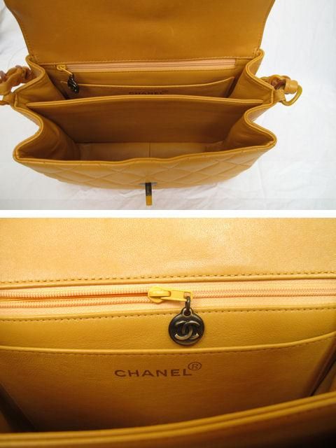 Rare Chanel Mustard Yellow Quilted Leather Resin Hardware Bag 4