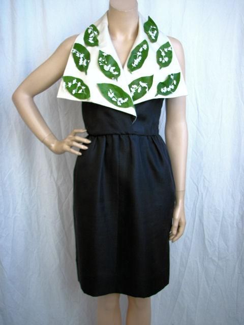 Stunning Givenchy Leaf Detail Black Linen Dress For Sale 5