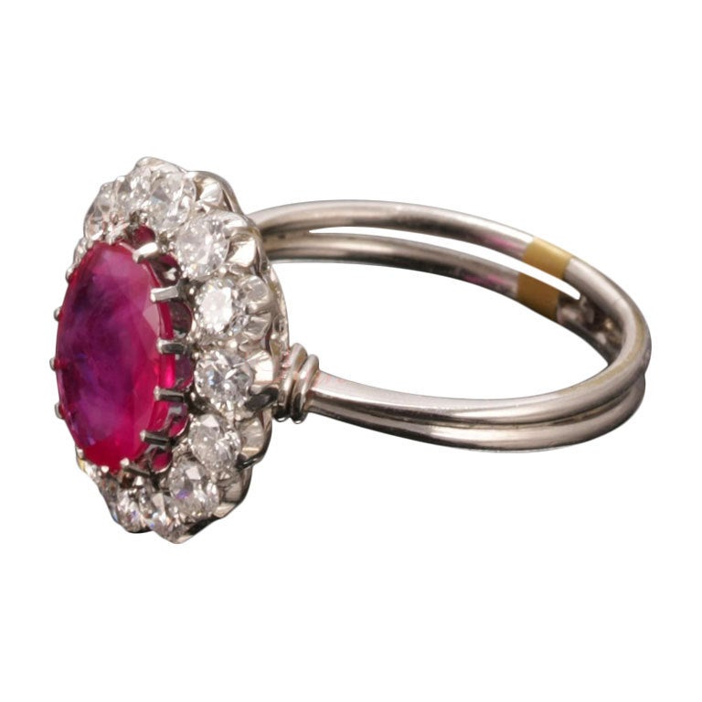 Ruby Diamond Platinum Ring at 1stdibs