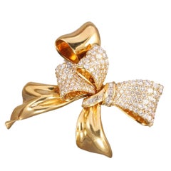 Chaumet Diamond Yellow Gold Bow Brooch