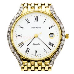 Geneva Yellow Gold Diamond Dress Quartz Wristwatch