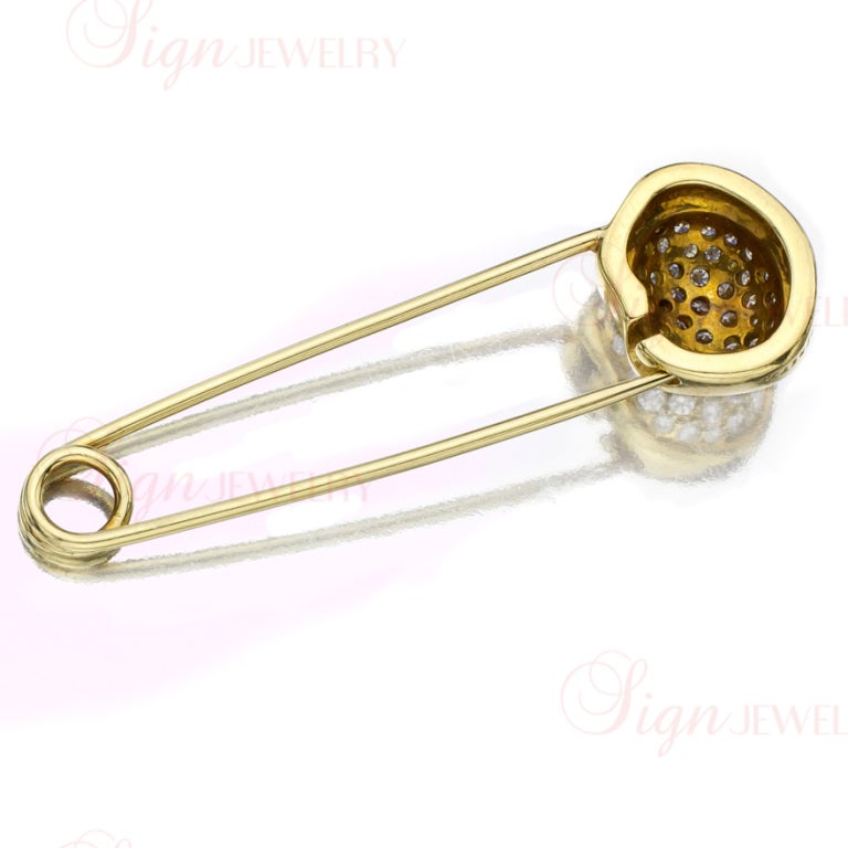 Women's TIFFANY & CO. Peretti Diamond Gold Platinum Safety Pin Brooch