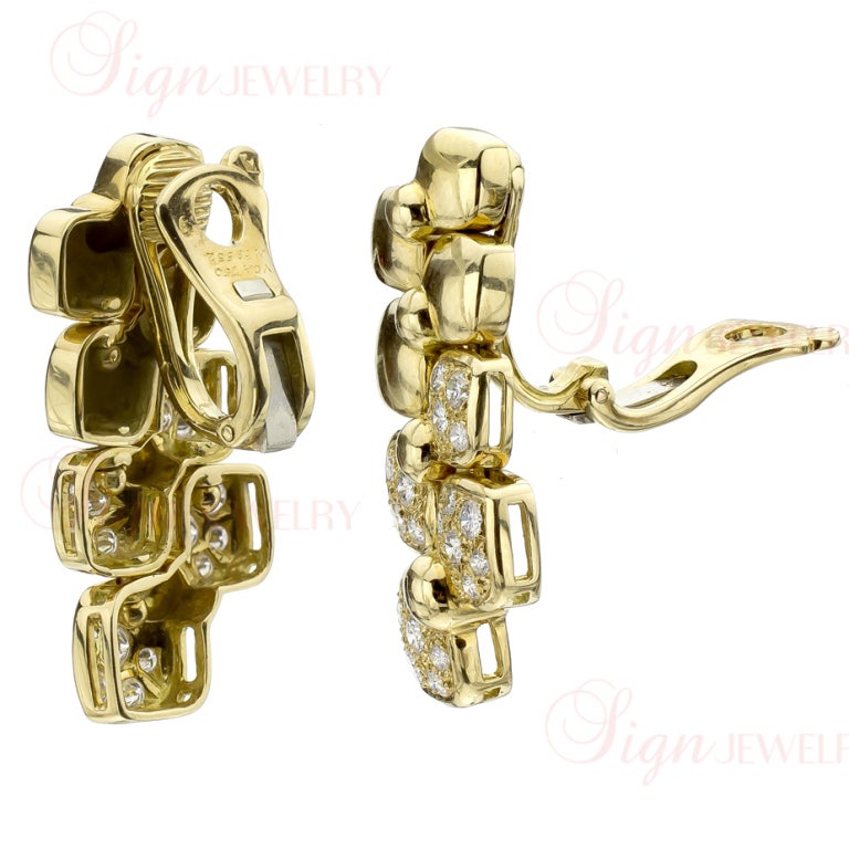 Van Cleef & Arpels Diamond Gold Necklace Earrings Set 2