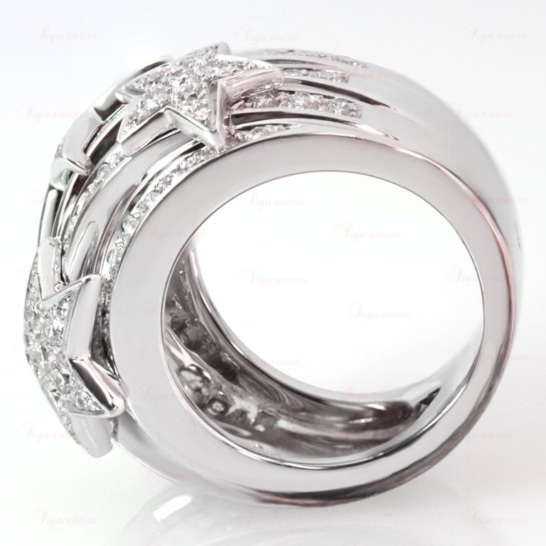 CHANEL Comet Diamond Stars White Gold Dome Ring 1