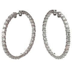 Custom-Made 8.83 Carat Diamond Large Gold Hoop Earrings