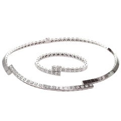 Cartier Paris Nouvelle Diamond Vague Necklace and Bracelet Set