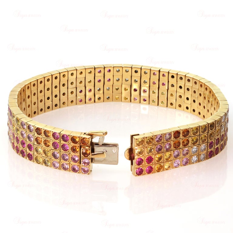 Cartier Multicolor Sapphire Amethyst Diamond Gold Bracelet In Excellent Condition In New York, NY