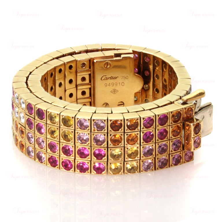 Women's Cartier Multicolor Sapphire Amethyst Diamond Gold Bracelet