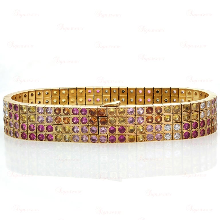 Cartier Multicolor Sapphire Amethyst Diamond Gold Bracelet 1