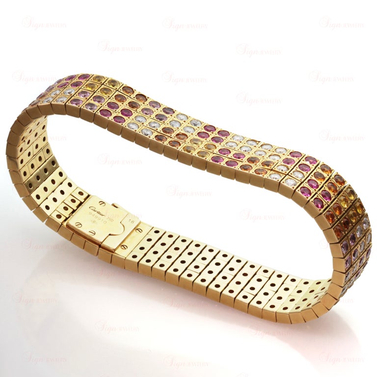 Cartier Multicolor Sapphire Amethyst Diamond Gold Bracelet 3