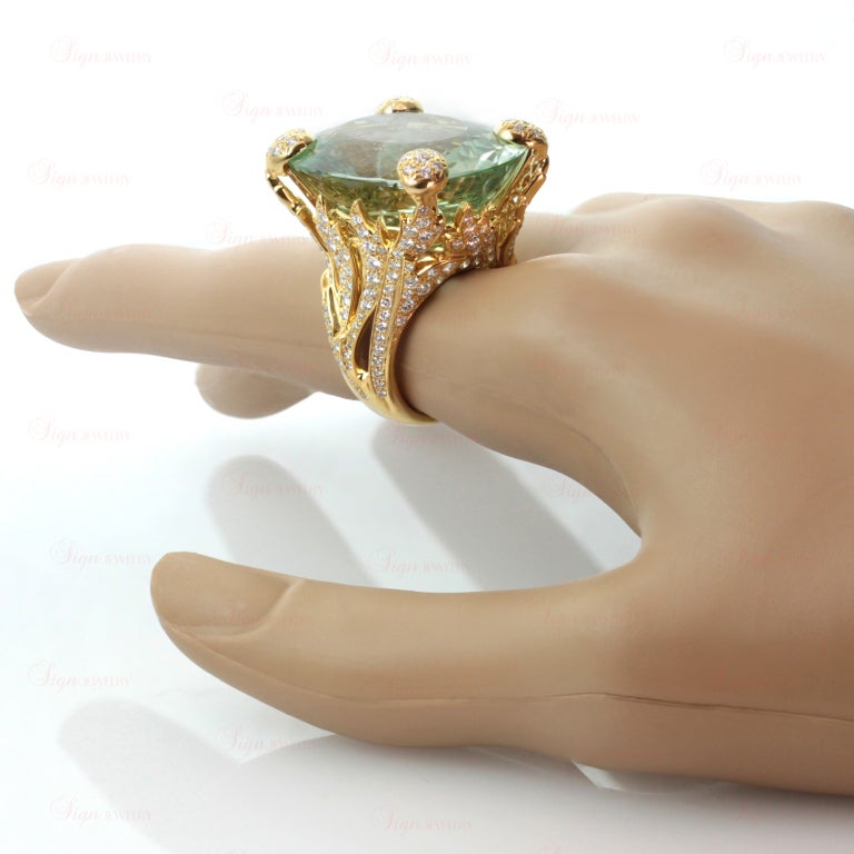 CHRISTIAN DIOR Aquamarine Diamond Large Green Ring 2