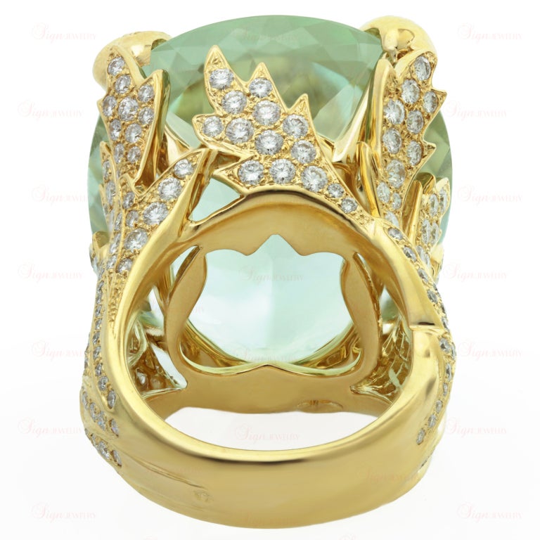 CHRISTIAN DIOR Aquamarine Diamond Large Green Ring In Excellent Condition In New York, NY