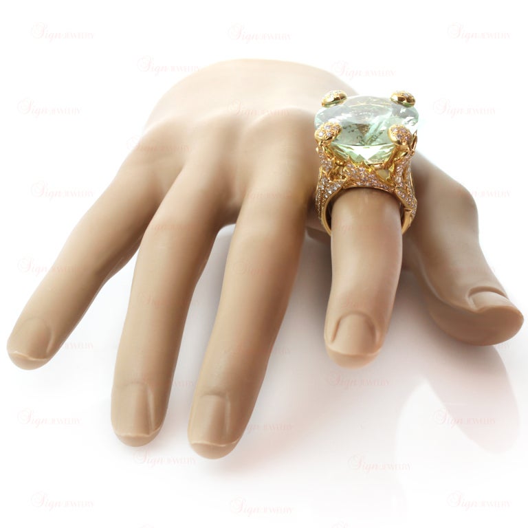 Women's CHRISTIAN DIOR Aquamarine Diamond Large Green Ring