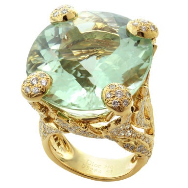 CHRISTIAN DIOR Aquamarine Diamond Large Green Ring