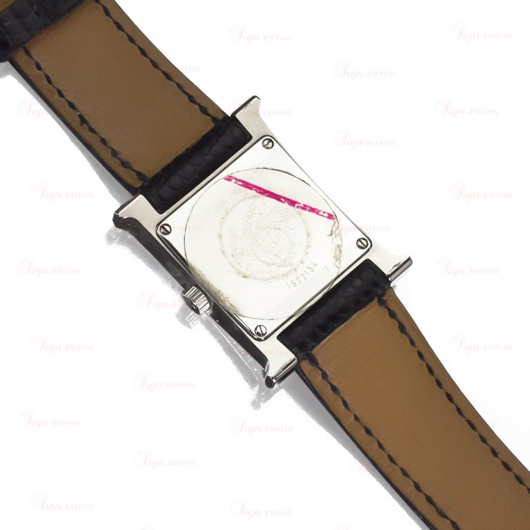 Contemporary HERMES H HOUR Fctory Diamond Stainless Steel PM Unisex Watch