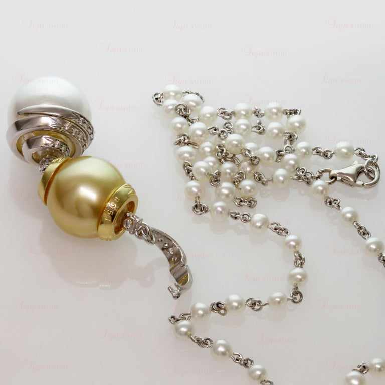 Women's New Custom-Made Diamond Pearl Pendant Necklace
