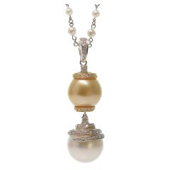 New Custom-Made Diamond Pearl Pendant Necklace