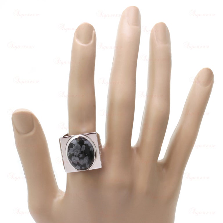 LOUIS VUITTON Snowflake Collection Silver Obsidian Ring For Sale at 1stDibs   snowflake obsidian ring, snowflake obsidian adjustable rings, louis  vuitton silver ring
