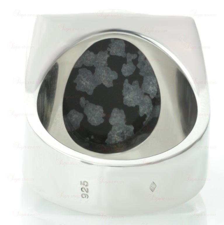 LOUIS VUITTON Snowflake Collection Silver Obsidian Ring In New Condition In New York, NY