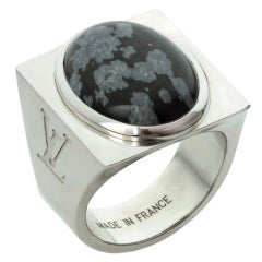 LOUIS VUITTON Snowflake Collection Silver Obsidian Ring