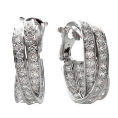 Retro CARTIER Trinity Inside-Out Diamond Large White Gold Earrings