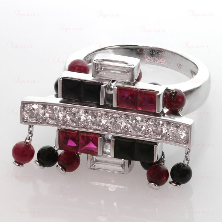 Cartier Le Baiser du Dragon Ruby Onyx Diamond Tassel Ring 1