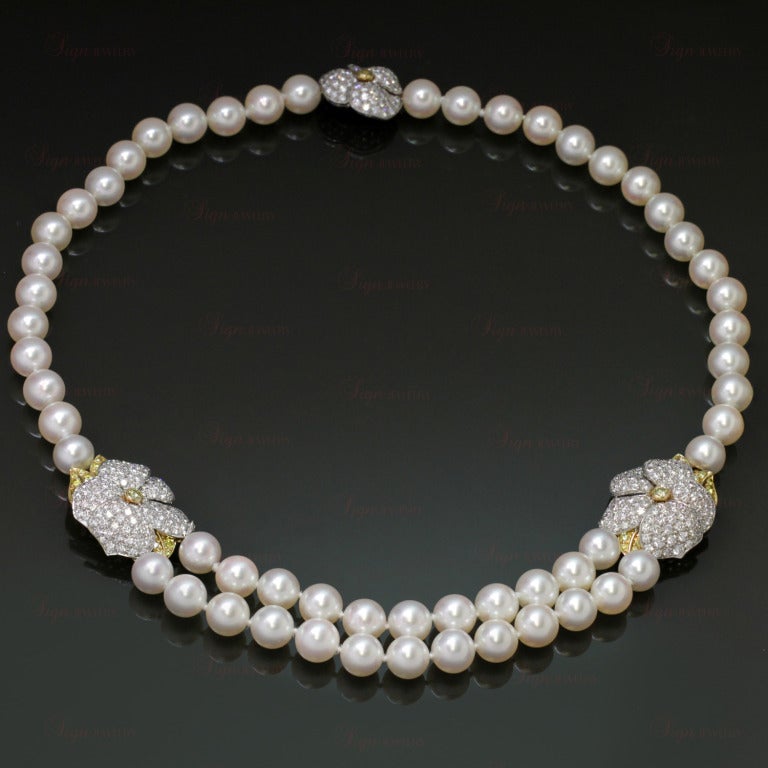 Women's TIFFANY & CO. Diamond Akoya Pearl Platinum Necklace & Bracelet