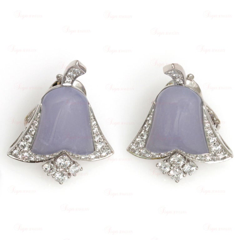 Women's VAN CLEEF & ARPELS Bluebell Chalcedony Diamond Clip-on Earrings