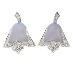VAN CLEEF & ARPELS Bluebell Chalcedony Diamond Clip-on Earrings