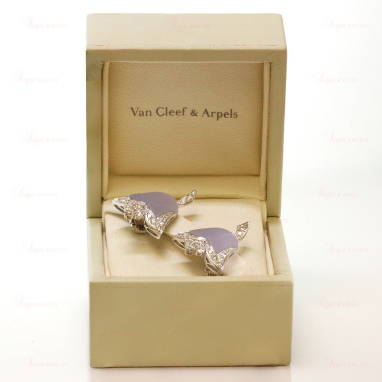 VAN CLEEF & ARPELS Bluebell Chalcedony Diamond Clip-on Earrings 1