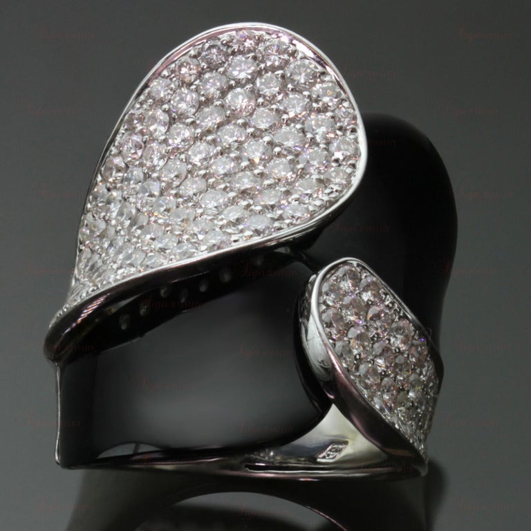 Black Onyx Pave Diamond Geometric White Gold Ring 5