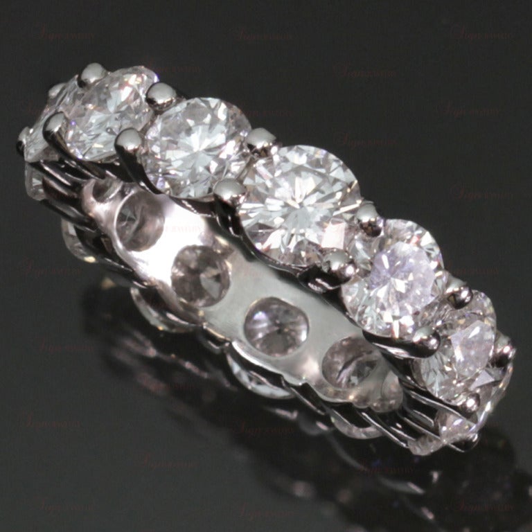 Women's 6.45 Carat Diamond Shared-Setting Platinum Eternity Ring For Sale