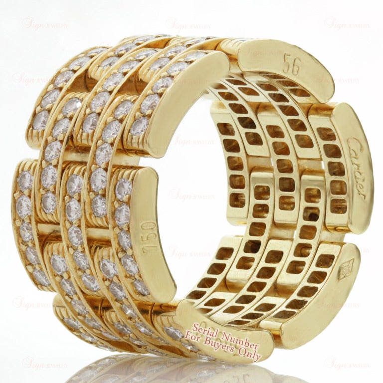CARTIER Maillon Panthere 5-Row Diamond Yellow Gold Ring 2