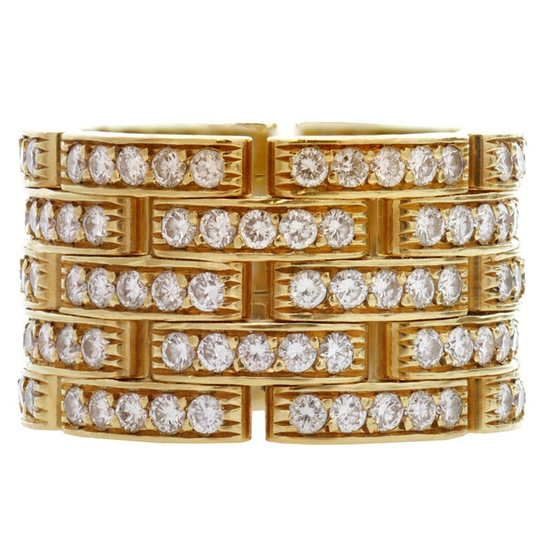 CARTIER Maillon Panthere 5-Row Diamond Yellow Gold Ring