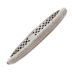 Bracelet jonc italien en or blanc et diamants